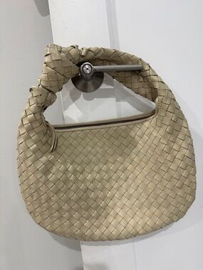 Basket Woven Leather Hobo Handbag 100% Genuine Leather EUC